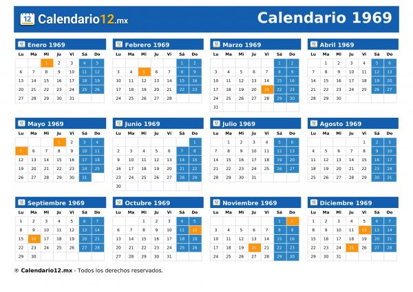 Calendario 1969
