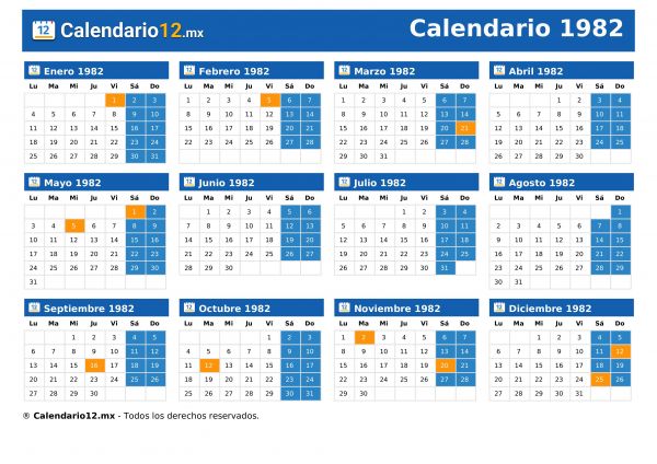 Calendario 1982